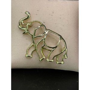 Waldman Gold Tone Elephant Brooch/Lapel Pin Length 1.75 Inches